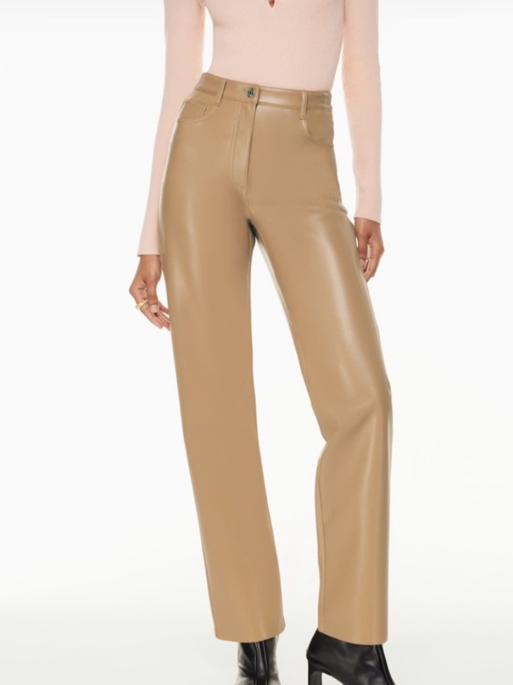 Aritzia Wilfred The Melina Pants Vegan Leather Size 8 High Waisted Straight Leg